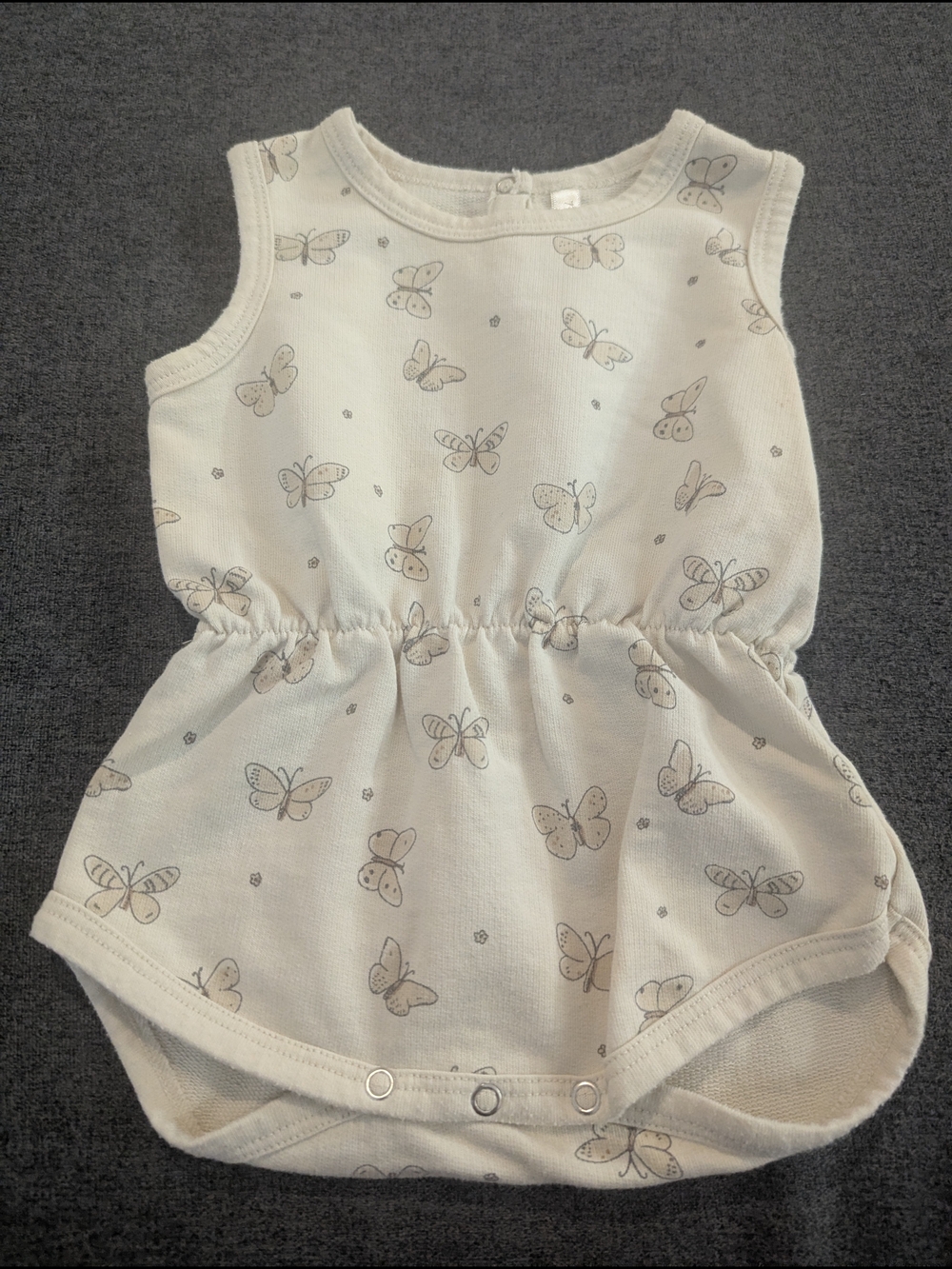 Rylee + Cru Cream Butterfly-Print Baby Romper